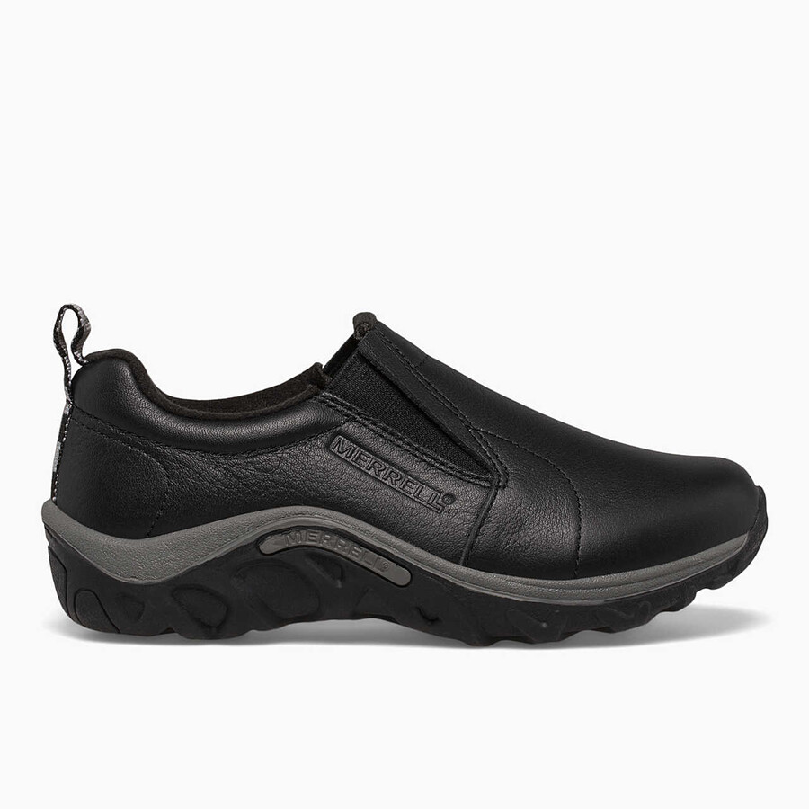little kid - jungle moc leather - slip ons black