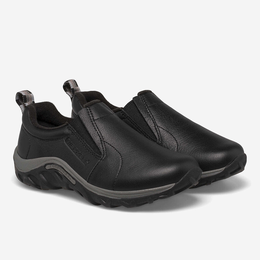 little kid - jungle moc leather - slip ons black