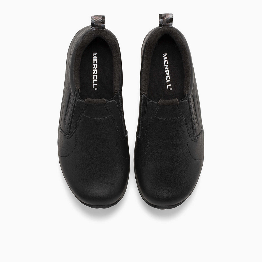 little kid - jungle moc leather - slip ons black
