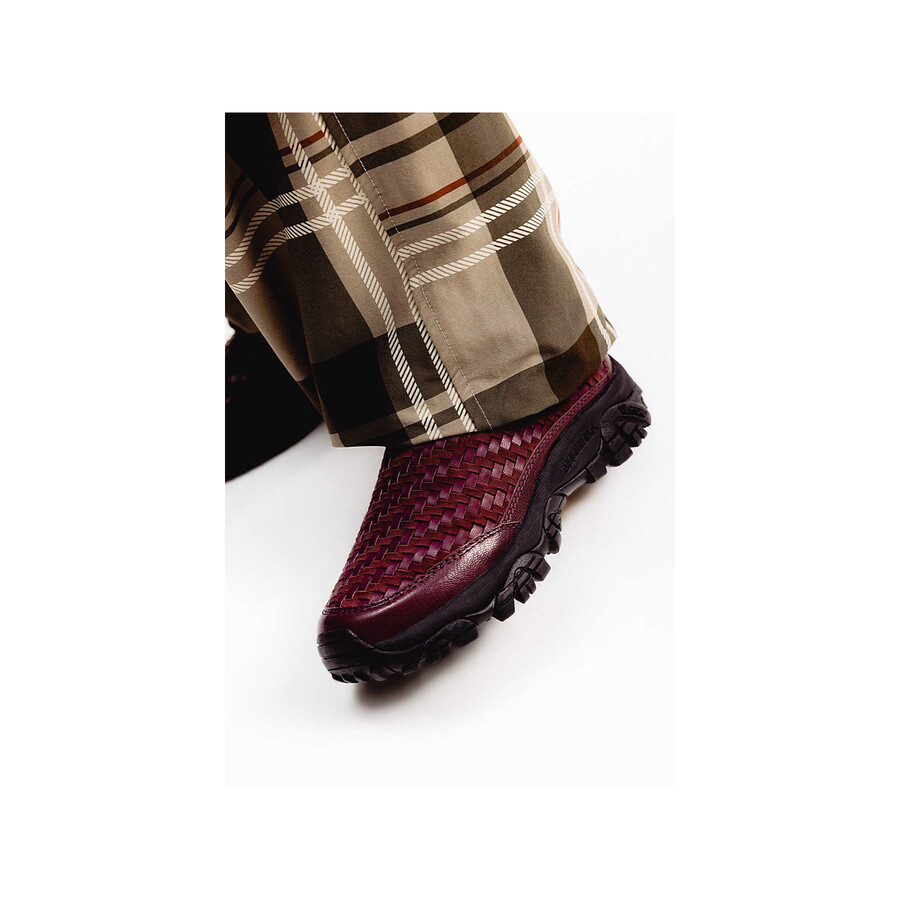 unisex moab 2 slide leather woven 1trl casual slip ons dark cherry