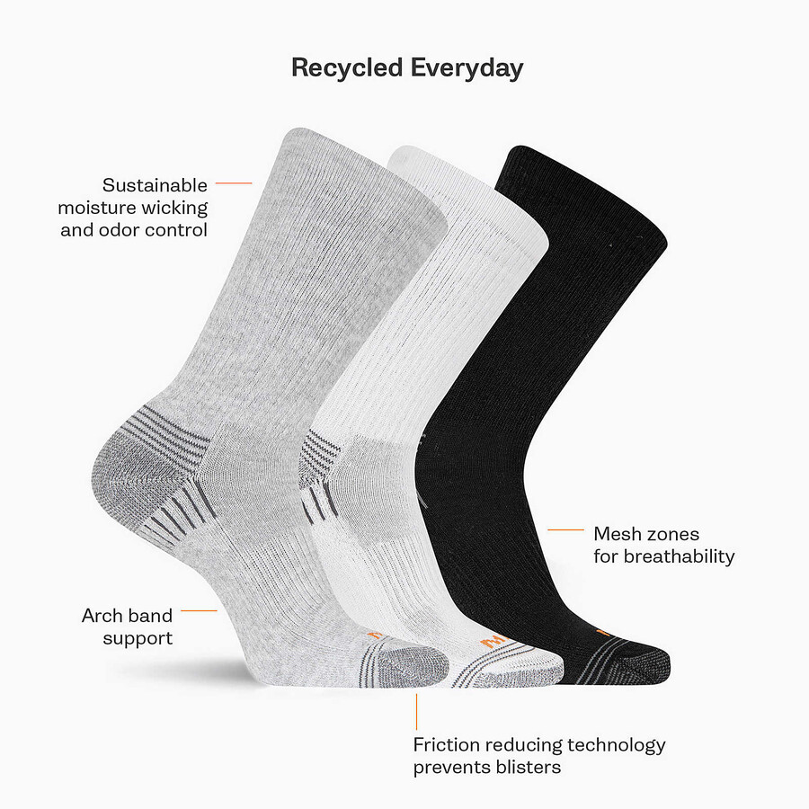 recycled everyday crew sock 3 pack - socks black