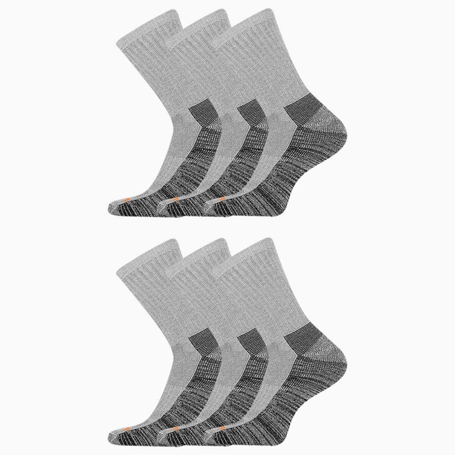 work crew sock 6 pack - socks grey heather