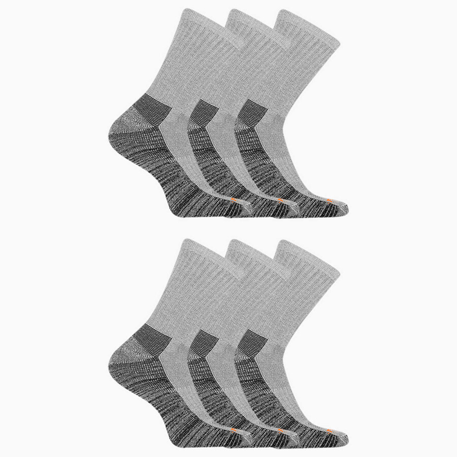 work crew sock 6 pack - socks grey heather