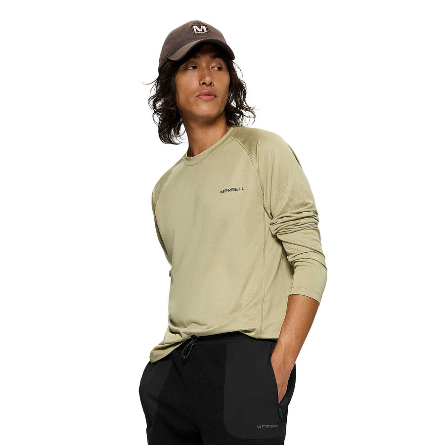 men - tech long sleeve tee - long sleeves talc