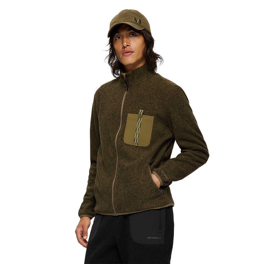 men - jungle fleece full zip - full zip dark sand