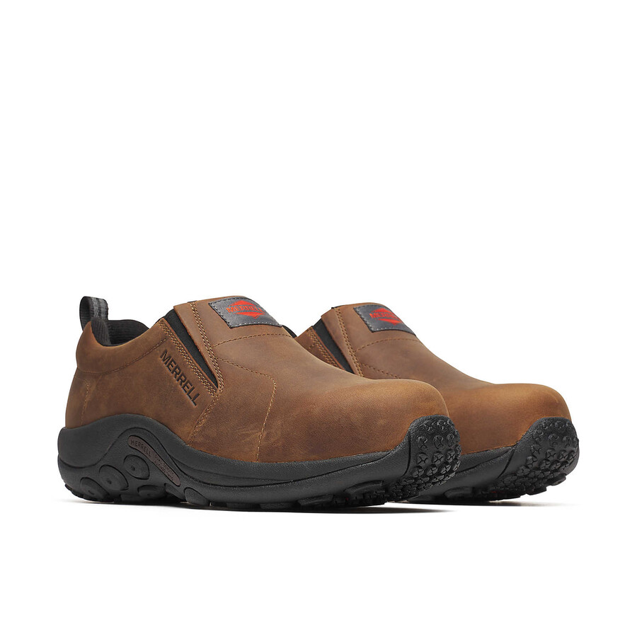 men - jungle moc leather hi-vis carbon fiber low wide width - slip ons brown