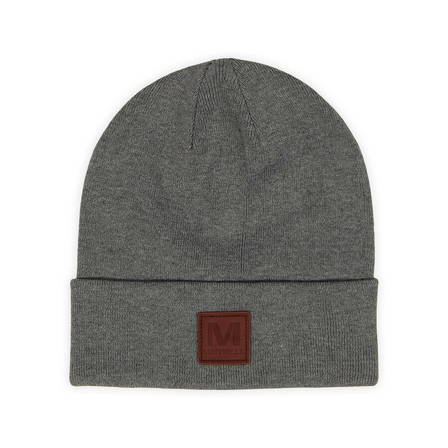 gannet hat with leather patch - hats light grey heather