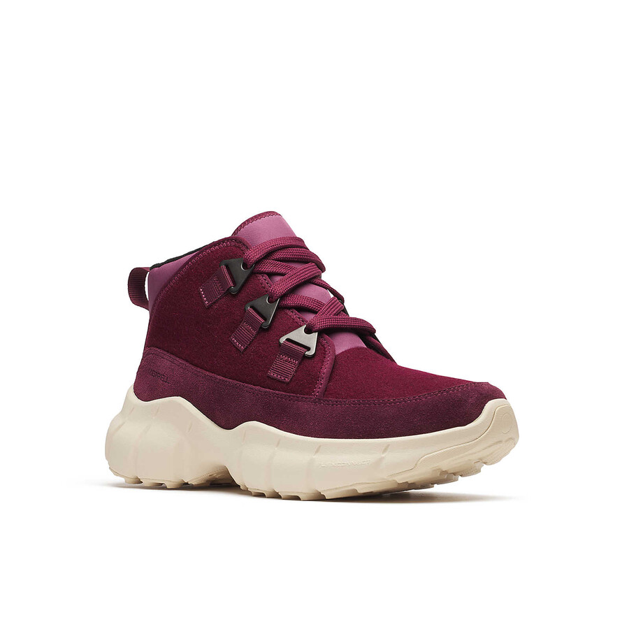 women clover mid wool waterproof casual boots dark cherry