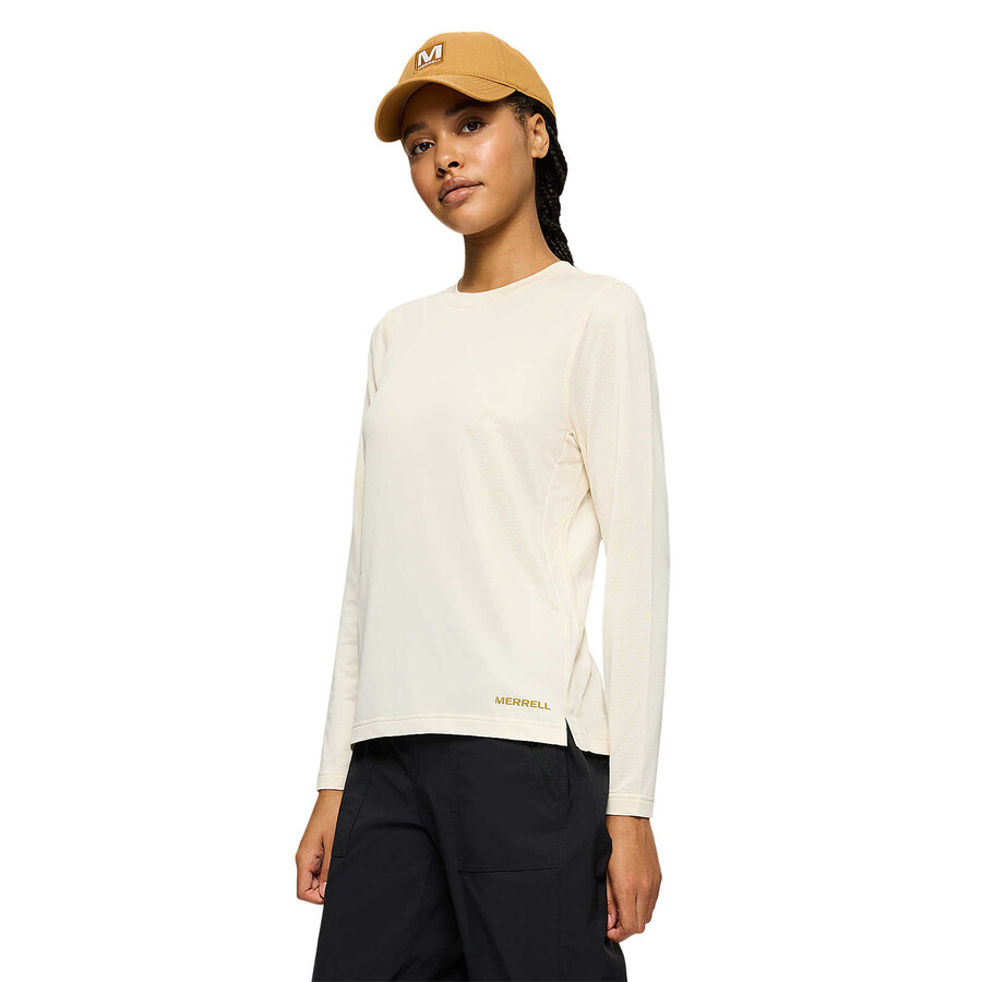 women - active long sleeve tee - long sleeves chalk